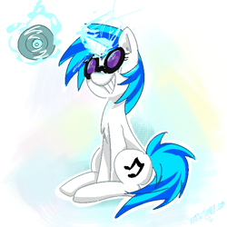 Size: 600x600 | Tagged: safe, artist:xieril, character:dj pon-3, character:vinyl scratch, excited, female, magic, magic aura, solo, vinyl