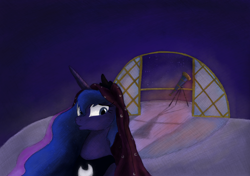 Size: 3462x2443 | Tagged: safe, artist:hewison, character:princess luna, female, high res, solo, telescope