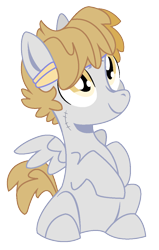 Size: 770x1207 | Tagged: safe, artist:dbkit, oc, oc only, oc:ollie airwalk, parent:derpy hooves, parent:hoops, parents:ditzyhoops, species:pegasus, species:pony, colt, foal, headband, male, offspring