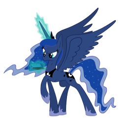 Size: 5000x4972 | Tagged: safe, artist:zelc-face, character:princess luna, species:alicorn, species:pony, gamer luna, 3ds, absurd resolution, female, mare, raised hoof, simple background, solo