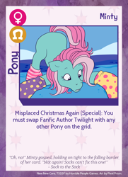 Size: 788x1088 | Tagged: safe, artist:pixel-prism, character:minty, g3, clothing, female, oh minty minty minty, pony card, socks, solo, that pony sure does love socks, twilight sparkle's secret shipfic folder