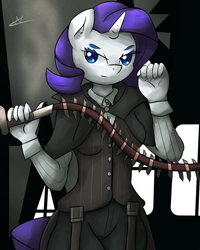 Size: 1024x1280 | Tagged: safe, artist:wolfy-pony, character:rarity, species:anthro, bloodborne, weapon