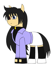 Size: 625x750 | Tagged: safe, artist:combatkaiser, oc, oc only, clothing, fingerless gloves, gloves, heterochromia, ponified, simple background, socks, thigh highs, transparent background