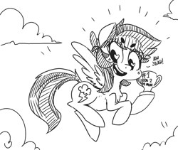 Size: 1000x843 | Tagged: safe, artist:xieril, character:rainbow dash, beanbrows, female, monochrome, pregnant, solo, trophy