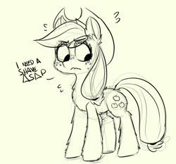 Size: 846x787 | Tagged: safe, artist:xieril, character:applejack, female, fluffy, monochrome, solo