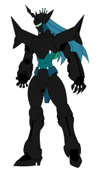 Size: 485x850 | Tagged: safe, artist:combatkaiser, character:queen chrysalis, species:changeling, ambiguous gender, crossover, mechanized, simple background, solo, tekkaman blade, tekkaman dead, transparent background