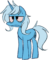 Size: 478x587 | Tagged: safe, artist:ghost, character:trixie, species:pony, species:unicorn, ask-stoned-trixie, bags under eyes, bloodshot eyes, female, frown, simple background, solo, stoned trixie, stoner, white background