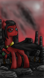 Size: 720x1280 | Tagged: safe, artist:setharu, oc, oc only, oc:red eye, species:pony, fallout equestria, fallout, male, solo, stallion