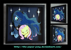 Size: 1280x900 | Tagged: safe, artist:the-paper-pony, character:fluttershy, character:princess luna, ship:lunashy, commission, craft, female, irl, lesbian, photo, shadowbox, shipping