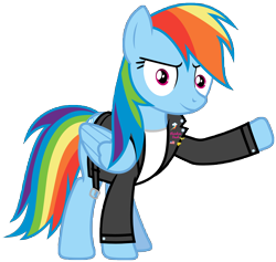 Size: 10400x9840 | Tagged: safe, artist:blackgryph0n, artist:dasprid, artist:racefox, artist:sebisscout1997, edit, character:rainbow dash, 1950s, 50's fashion, 50s, absurd resolution, clothing, female, greaser, jacket, leather jacket, rainbow dash always dresses in style, simple background, solo, transparent background, vector