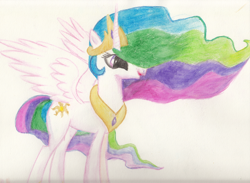 Size: 900x657 | Tagged: safe, artist:kittyhawk-contrail, character:princess celestia, female, solo, watercolor painting