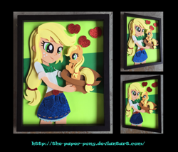 Size: 1325x1132 | Tagged: safe, artist:the-paper-pony, character:applejack, my little pony:equestria girls, craft, female, human ponidox, ponidox, shadowbox, solo