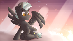 Size: 1920x1080 | Tagged: safe, artist:capseys, character:thunderlane, species:pegasus, species:pony, cloud, cloudy, cute, male, solo, thunderbetes, underhoof, wallpaper