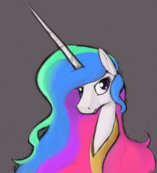 Size: 864x953 | Tagged: safe, artist:enma-darei, character:princess celestia, species:alicorn, species:pony, angry, bust, female, looking at you, painting, portrait, solo