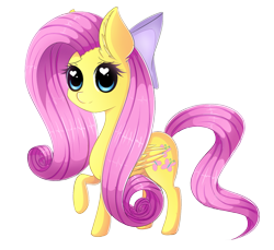 Size: 1280x1171 | Tagged: safe, artist:fluffymaiden, character:fluttershy, species:pony, cute, ear fluff, female, hair bow, heart eyes, raised hoof, shyabetes, simple background, solo, transparent background, wingding eyes