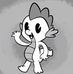 Size: 2000x2023 | Tagged: safe, artist:looji, character:spike, black and white cartoon, high res, male, old timey, oldschool cartoon, solo
