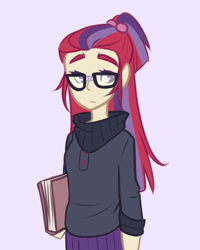 Size: 800x1000 | Tagged: safe, artist:looji, character:moondancer, species:human, my little pony:equestria girls, adorkable, book, cute, dancerbetes, dork, equestria girls-ified, female, simple background, solo