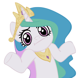 Size: 945x945 | Tagged: safe, artist:moongazeponies, character:princess celestia, species:alicorn, species:pony, :i, bipedal, crown, female, jewelry, looking at you, mare, regalia, shrug, shrugpony, simple background, solo, transparent background, underhoof
