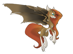 Size: 2176x1600 | Tagged: safe, artist:sinrar, oc, oc only, oc:wild spice, species:bat pony, species:pony, bat wings, belly button, flying, solo, wings