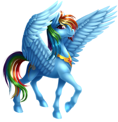 Size: 1360x1403 | Tagged: safe, artist:kittehkatbar, character:rainbow dash, backwards cutie mark, element of loyalty, semi-realistic, simple background, spread wings, transparent background, wings
