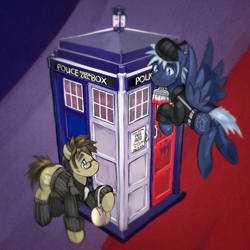 Size: 1000x1000 | Tagged: safe, artist:saturnspace, character:doctor whooves, character:star hunter, character:time turner, species:pony, france, jack harkness, male, paris, stallion, stand with paris