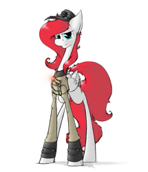 Size: 989x1152 | Tagged: safe, artist:sinrar, oc, oc only, oc:air raid, species:pegasus, species:pony, fallout equestria, cap, clothing, enclave, fallout equestria: outlaw, hat, solo, wings