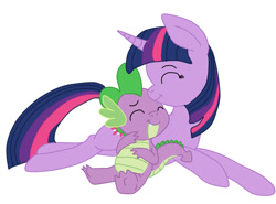 Size: 1024x758 | Tagged: safe, artist:squipycheetah, character:spike, character:twilight sparkle, character:twilight sparkle (alicorn), species:alicorn, species:pony, ship:twispike, eyes closed, female, male, mare, nuzzling, shipping, spikelove, straight