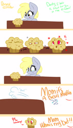 Size: 4000x7000 | Tagged: safe, artist:lynchristina, character:derpy hooves, :t, blep, comic, crying, cute, eyes on the prize, filly, filly derpy, food, frown, heart, muffin, open mouth, sad, smiling, tongue out, wide eyes, worried
