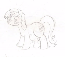 Size: 2590x2272 | Tagged: source needed, safe, artist:seenty, character:shining armor, gleaming shield, kicking, monochrome, pencil drawing, pregnant, rule 63, solo, traditional art