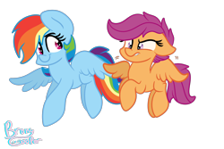 Size: 3000x2000 | Tagged: safe, artist:lynchristina, character:rainbow dash, character:scootaloo, species:pegasus, species:pony, scootaloo can fly, scootalove