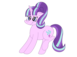 Size: 2592x1936 | Tagged: safe, artist:squipycheetah, character:starlight glimmer, species:pony, species:unicorn, female, floppy ears, looking at you, raised hoof, raised leg, simple background, smiling, solo, transparent background, vector