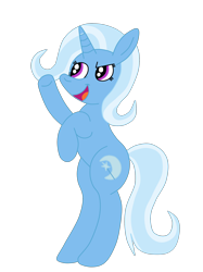 Size: 1936x2592 | Tagged: safe, artist:squipycheetah, character:trixie, species:pony, species:unicorn, female, looking up, missing accessory, open mouth, pointing, raised hoof, raised leg, simple background, smiling, solo, transparent background, vector