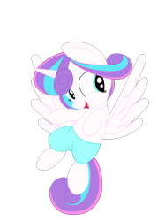 Size: 1936x2592 | Tagged: safe, artist:squipycheetah, character:princess flurry heart, spoiler:s06, clothing, cute, diaper, female, filly, floating, flurrybetes, flying, happy, looking back, looking sideways, older, open mouth, pants, shorts, simple background, smiling, solo, spread wings, transparent background, vector, wings