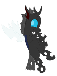 Size: 1936x2592 | Tagged: safe, artist:squipycheetah, species:changeling, episode:slice of life, g4, my little pony: friendship is magic, cute, cuteling, fangs, floating, flying, happy, kevin (changeling), looking back, simple background, smiling, solo, teeth, transparent background, transparent wings, vector