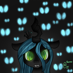 Size: 2000x2000 | Tagged: safe, artist:bunxl, character:queen chrysalis, species:changeling, changeling queen, female, glowing eyes