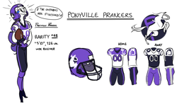 Size: 1432x842 | Tagged: safe, artist:ross irving, character:rarity, american football, football, humanized