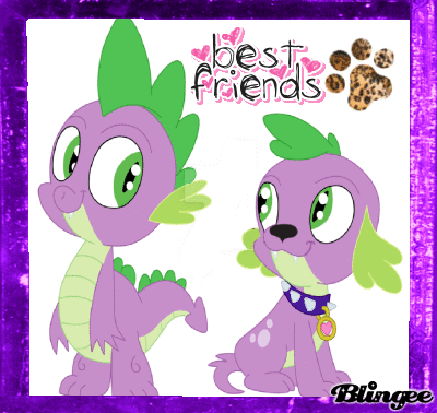 Size: 400x378 | Tagged: safe, artist:squipycheetah, edit, character:spike, character:spike (dog), species:dog, species:dragon, my little pony:equestria girls, animated, blingee, exploitable meme, male, meme, paw prints, self paradox, solo, square crossover