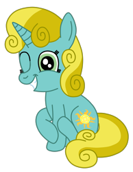 Size: 1736x2236 | Tagged: safe, artist:squipycheetah, character:sun glimmer, crossed hooves, cute, cute glimmer, happy, one eye closed, simple background, smiling, solo, teeth, transparent background, vector, wink