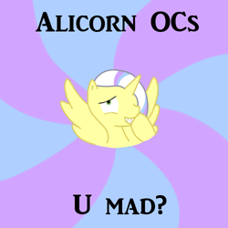 Size: 500x500 | Tagged: safe, artist:otterlore, oc, oc only, species:alicorn, species:pony, alicorn oc, image macro, meme, u mad