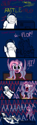 Size: 720x2430 | Tagged: safe, artist:aa, character:pinkie pie, oc, oc:anon, species:human, comic, computer, game, monster pony, octo pie, octopony, octopus, original species, scared, screaming
