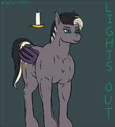 Size: 635x701 | Tagged: safe, artist:widjetarcs, oc, oc only, oc:lights out, species:bat pony, species:pony, muscles, scar, solo