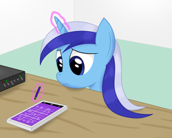 Size: 2160x1728 | Tagged: safe, artist:joey, character:minuette, species:pony, species:unicorn, bored, female, magic, phone, smartphone, solo, sudoku