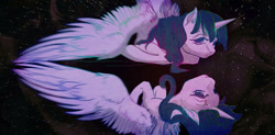 Size: 750x369 | Tagged: safe, artist:cosmicunicorn, character:twilight sparkle, character:twilight sparkle (alicorn), species:alicorn, species:pony, female, reflection, solo, space, stars