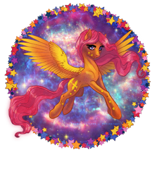 Size: 1000x1119 | Tagged: safe, artist:cosmicunicorn, character:bright glow, species:pegasus, species:pony, g1, my little pony tales, g1 to g4, generation leap, looking at you, space, spread wings, stars, wings