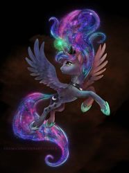 Size: 700x942 | Tagged: safe, artist:cosmicunicorn, character:princess luna, female, flying, solo, spread wings, wings
