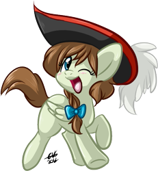 Size: 525x567 | Tagged: safe, artist:fizzy-dog, oc, oc only, oc:mist chaser (pony), clothing, hat, one eye closed, solo, wink
