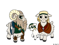 Size: 900x675 | Tagged: safe, artist:aa, oc, oc only, species:ram, species:sheep, ewe, lamb, non-pony oc, original species, shield, viking