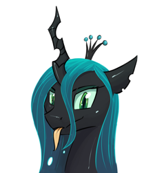 Size: 900x1077 | Tagged: safe, artist:pony-butt-express, character:queen chrysalis, species:changeling, changeling queen, female, tongue out