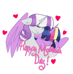 Size: 1024x1041 | Tagged: safe, artist:cubbybatdoodles, character:twilight sparkle, character:twilight sparkle (alicorn), character:twilight velvet, species:alicorn, species:pony, heart, hug, mother and daughter, mother's day, simple background, transparent background, winghug