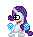 Size: 33x37 | Tagged: safe, artist:moongazeponies, character:rarity, desktop ponies, animated, banana, diamond, female, peanut butter jelly time, pixel art, simple background, solo, sprite, transparent, transparent background
